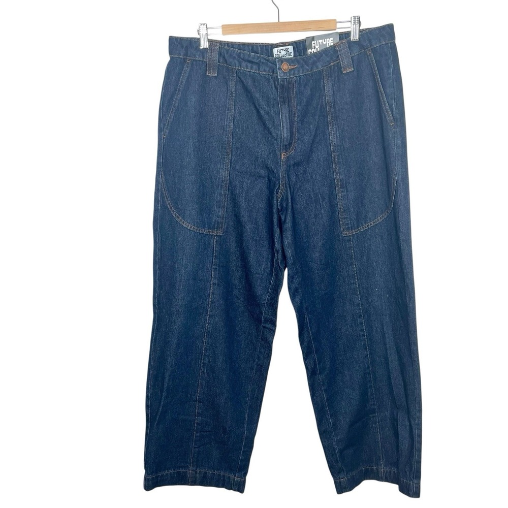 Future Collective High Rise Straight Wide Leg Jeans Womens Size 16 Dark Rinse